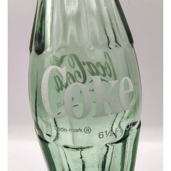 Green Coke Glass Bottle Vintage 6.5 Oz Coca-Cola Embossed Logo Money Back Text - Picture 3 of 13